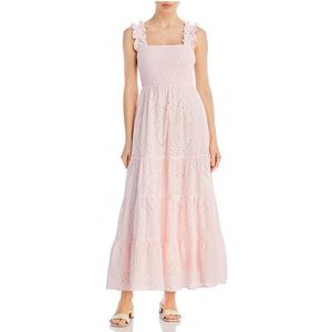 NWT Lucy Paris Womens Eyelet Smocked Midi Dress